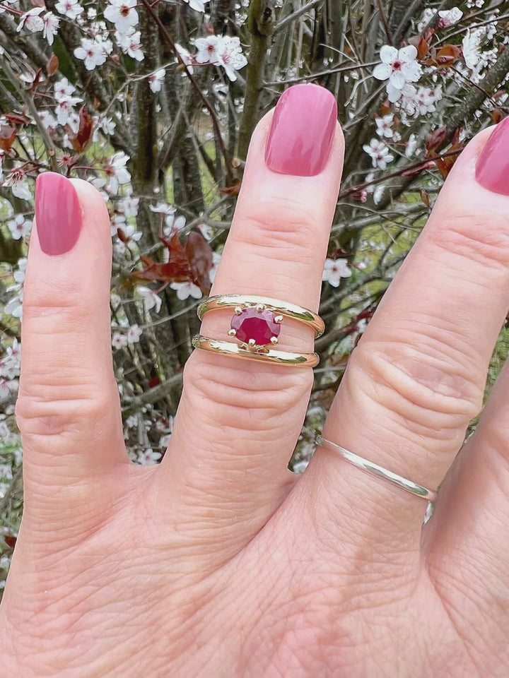 Bague Rubis en solitaire Or Jaune 18K (750/1000) 18 carats