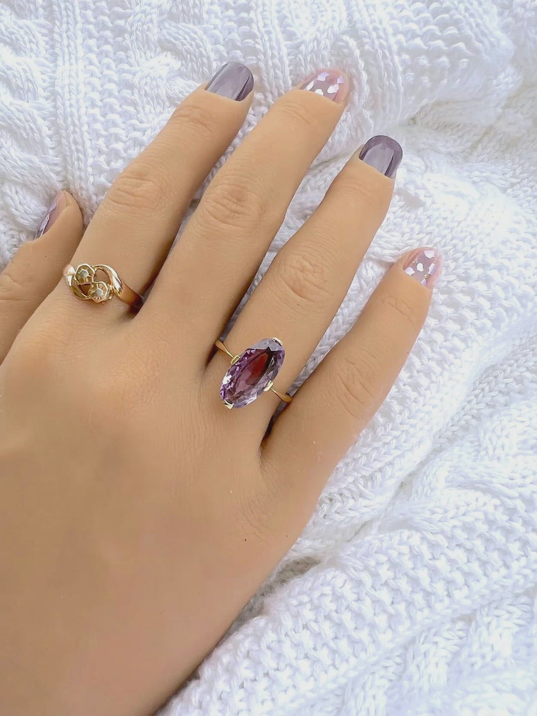 Bague marquise Améthyste en Or Jaune 18 K (750/1000) 18 carats