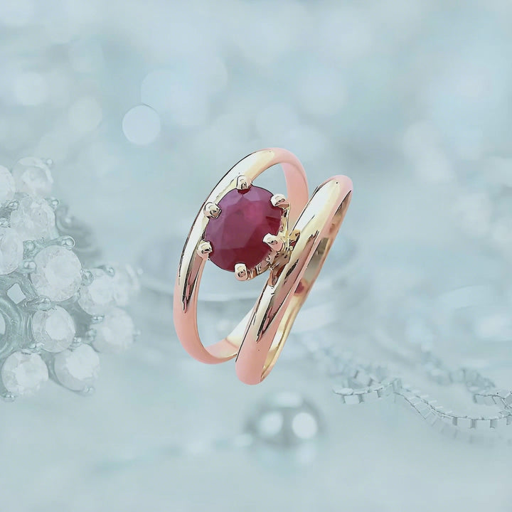 Bague Rubis en solitaire Or Jaune 18K (750/1000) 18 carats