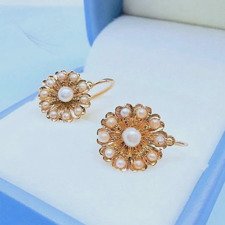 Boucles d'oreilles Dormeuses anciennes ( fin XIXe siècle ) Perles Or 18 K (750/1000) 18 carats