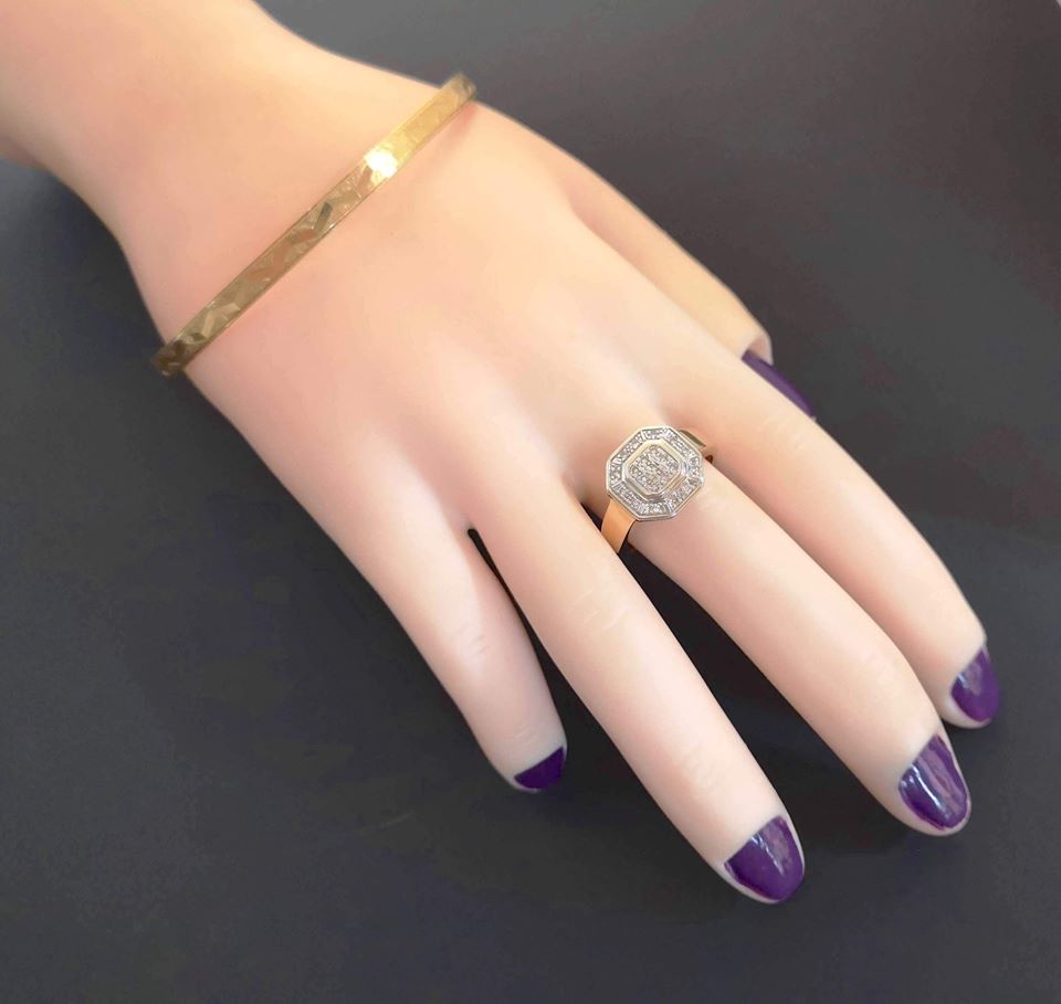 Bague Diamants / Joaillerie Or 2 tons 18 k / Or 18 carats / 750