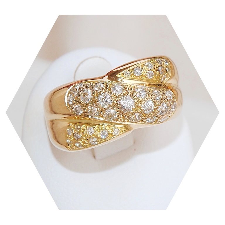 BAGUE MASSIVE 16,02 gr / OR 18 K / DIAMANTS taille Ancienne 0,60 ct