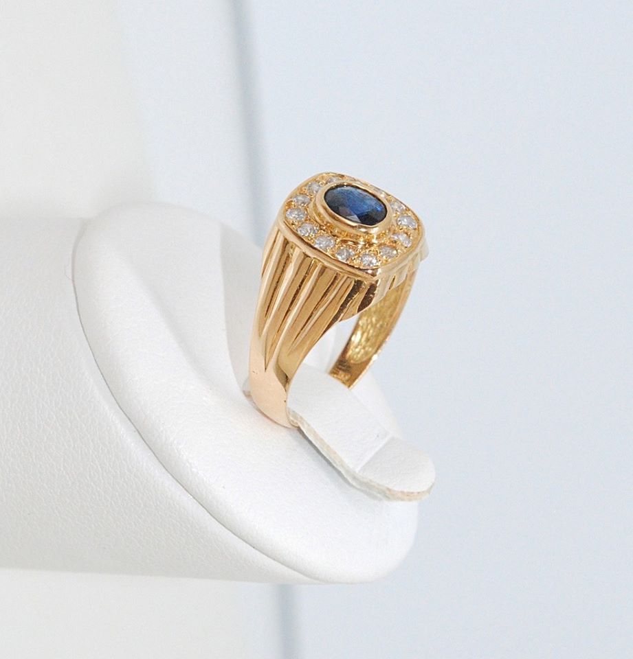 Bague Or Jaune 18k / Saphir / Diamants / Or 18 carats / 750/1000