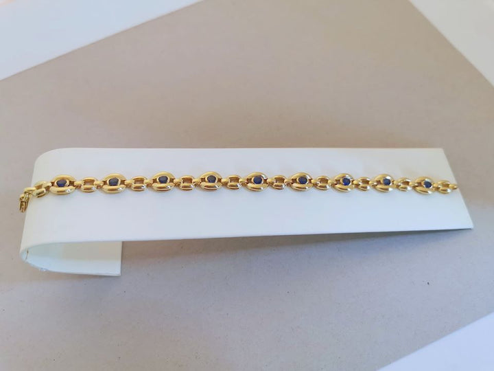 Bracelet / Gourmette / Saphirs / Or 18 K / 19.5 cm / Or 18 carats / 750
