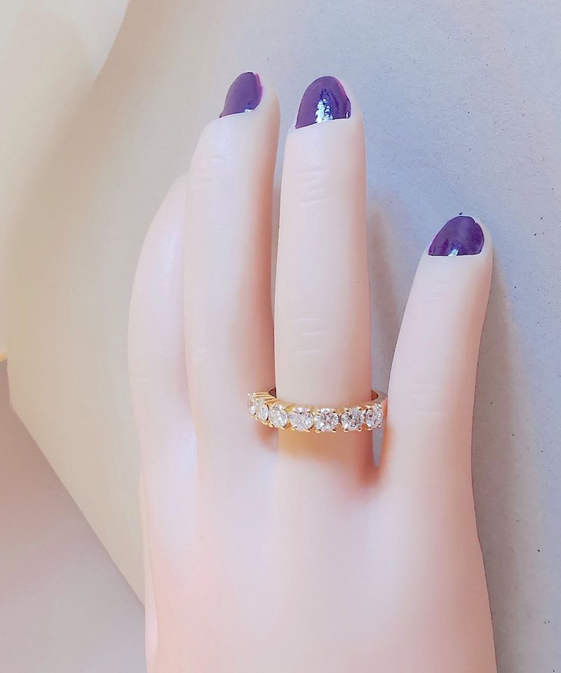 Bague anneau Demi alliance / Diamants 0,84 ct / Or Jaune 18K / 750 / 18 carats