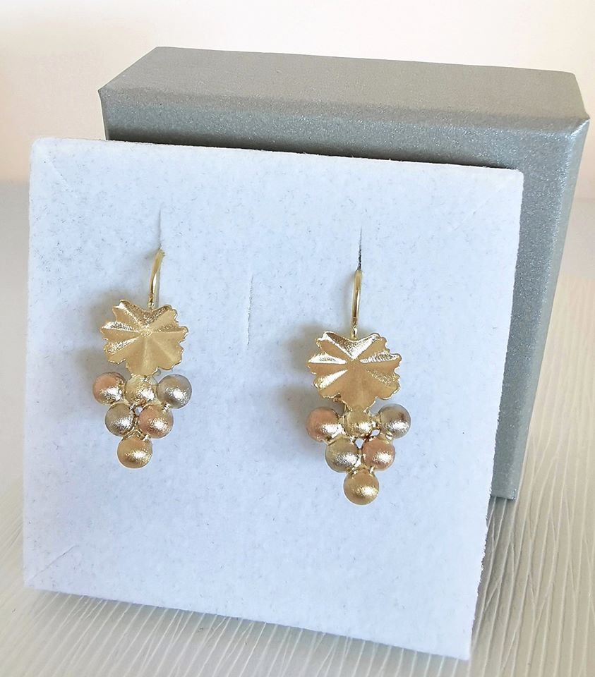 Boucles d'oreilles pendantes / Grappes de Raisins / Or 18K / Or 750 / 18 carats