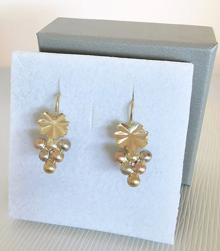 Boucles d'oreilles pendantes / Grappes de Raisins / Or 18K / Or 750 / 18 carats