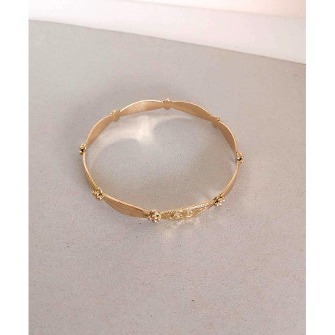 Ancien Bracelet Massif / Jonc ciselé / 20,56 gr / Or Jaune 18k / Joaillerie 750