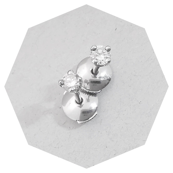 NEUVES / Boucles d'oreilles puces / clous / Diamants 0,30 ct / Or Blanc 18 K / 750/1000