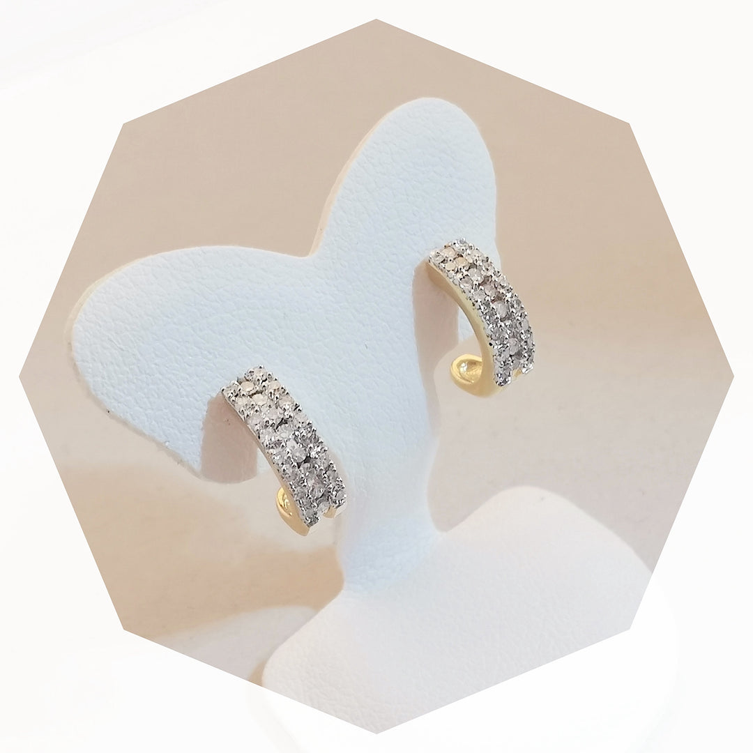 Boucles d'oreilles Demi Créoles / Diamants / Or 18 K gold / 18 carats / 750/1000