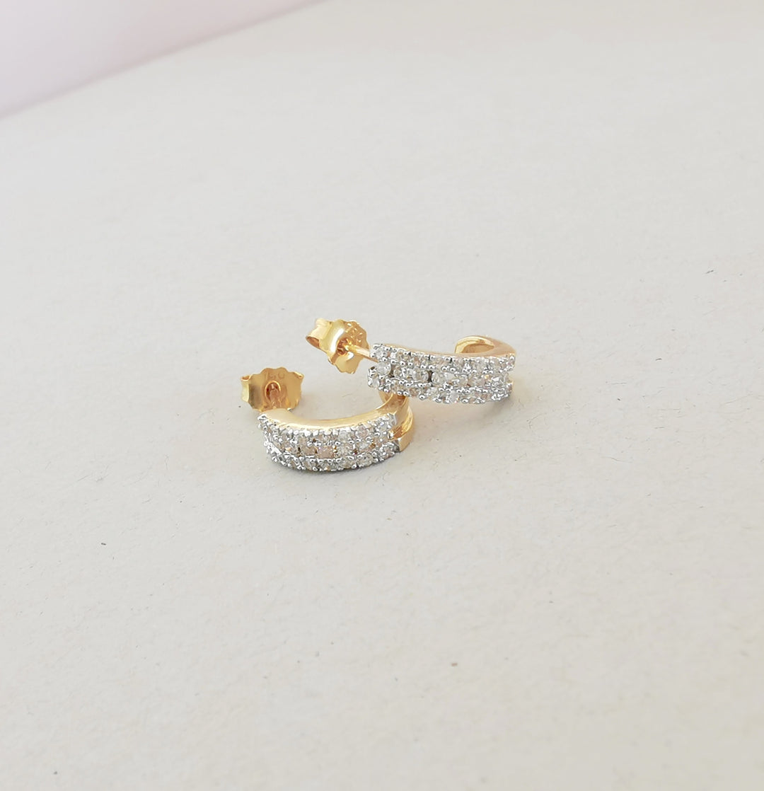 Boucles d'oreilles Demi Créoles / Diamants / Or 18 K gold / 18 carats / 750/1000