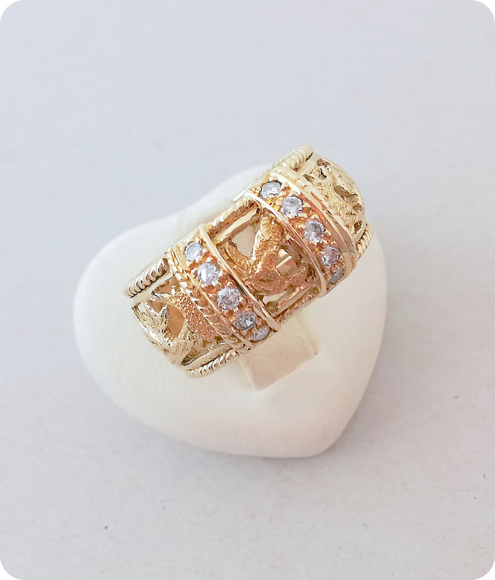 Bague ajourée / Diamants / Or Jaune 18 K gold / 750/1000 / Or 18 carats