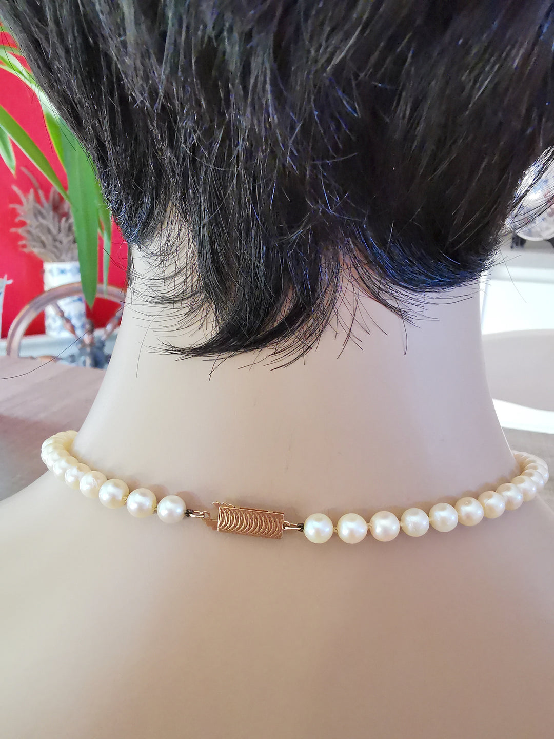 Collier ras de cou / perles de culture Choker / Fermoir Or Jaune 18 K gold