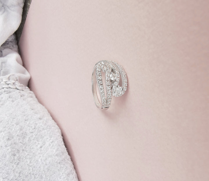 Bague " Volute " / Diamants / Or Blanc 18 K gold / 18 carats / 750