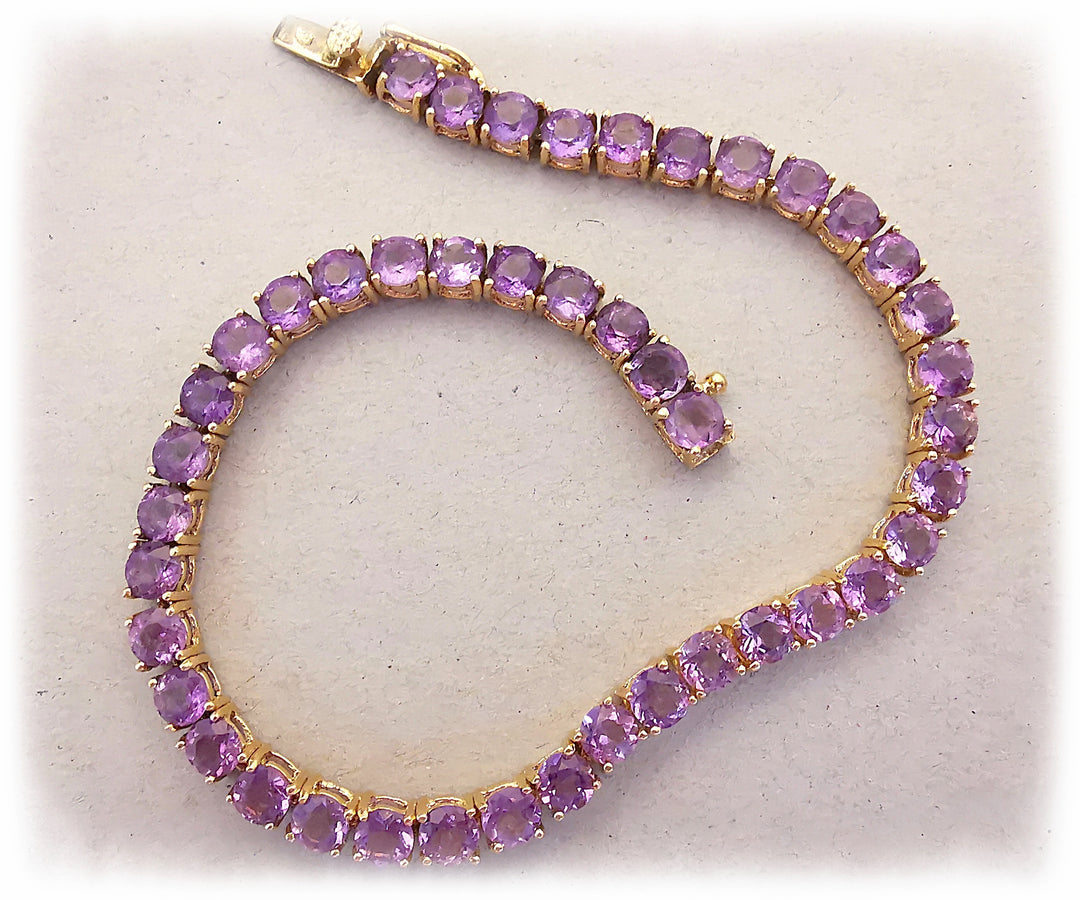 Bracelet Rivière / Améthystes / Or Jaune 18 K gold / Or 18 carats / 750