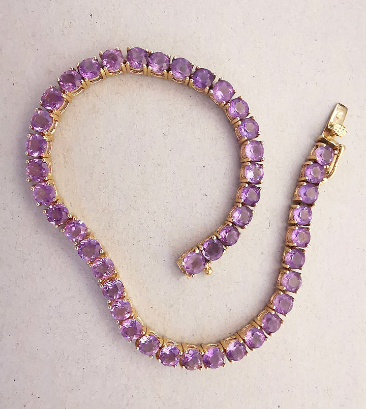 Bracelet Rivière / Améthystes / Or Jaune 18 K gold / Or 18 carats / 750