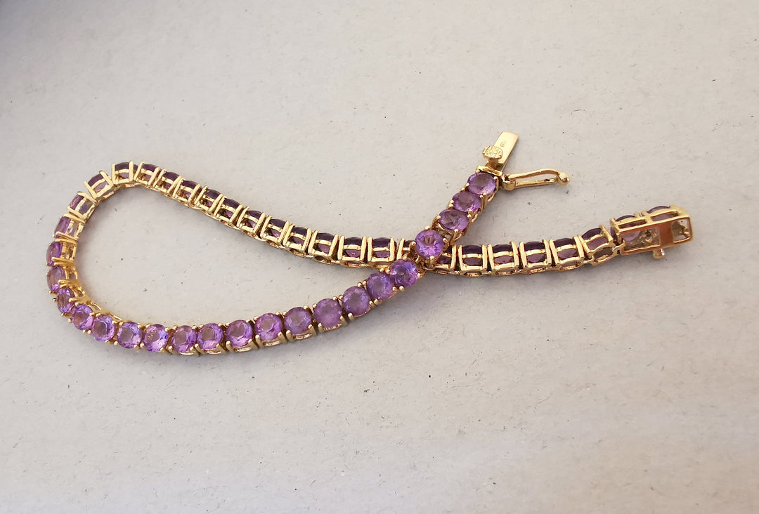 Bracelet Rivière / Améthystes / Or Jaune 18 K gold / Or 18 carats / 750