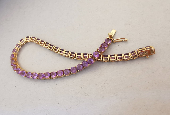 Bracelet Rivière / Améthystes / Or Jaune 18 K gold / Or 18 carats / 750