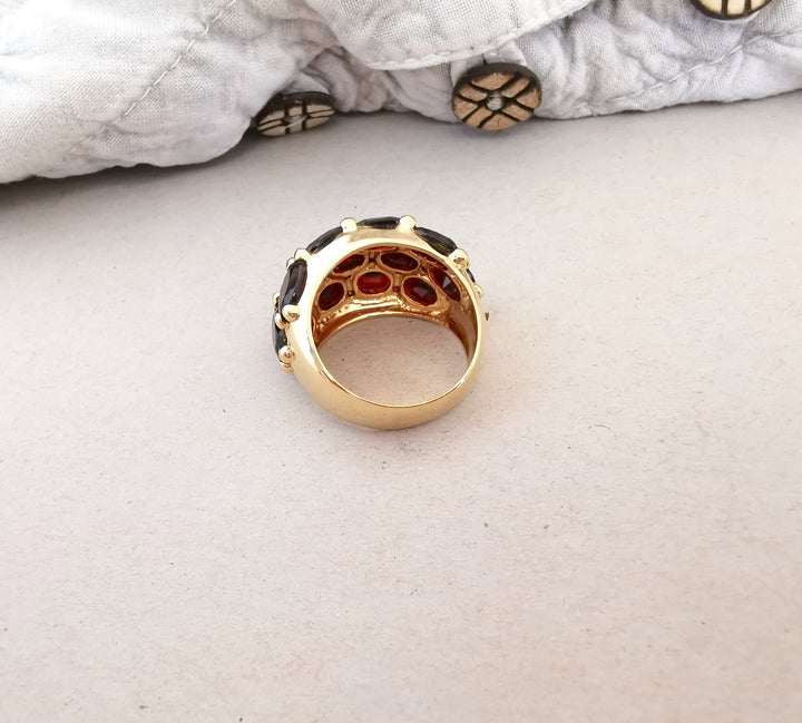 Bague Jonc / Grenats / Or 18 K Gold / 750 / 18 carats