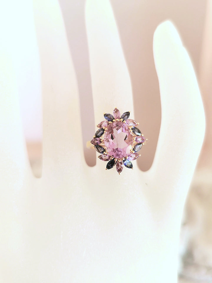 Bague Or 18 K / Améthystes / iolites / Or 18 carats / 750/1000