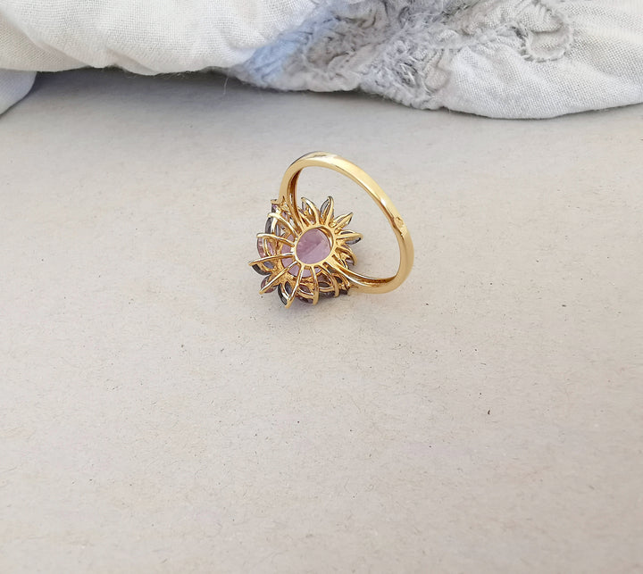 Bague Or 18 K / Améthystes / iolites / Or 18 carats / 750/1000