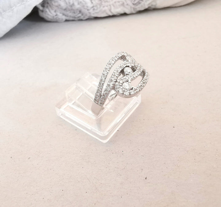 Bague " Volute " / Diamants / Or Blanc 18 K / 18 carats / 750