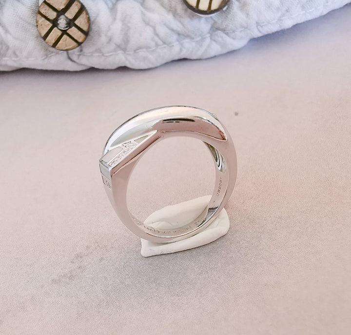 Bague Mauboussin " En Corps et Encore " avec nacre et Diamants / Or Blanc 18 K