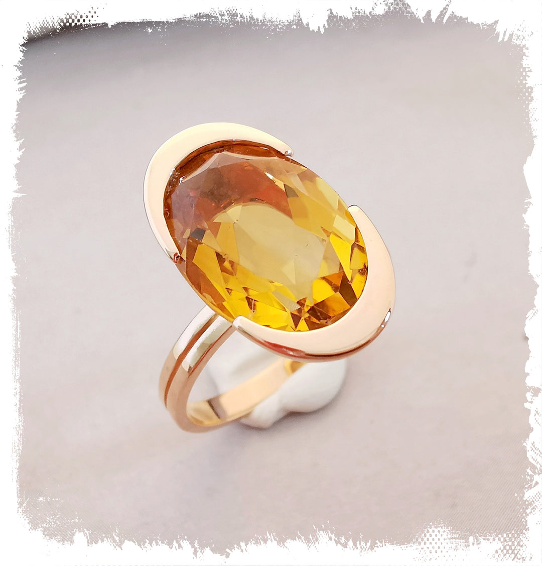 Bague Citrine / Or Jaune 18 K /  18 carats / (750°/°°)