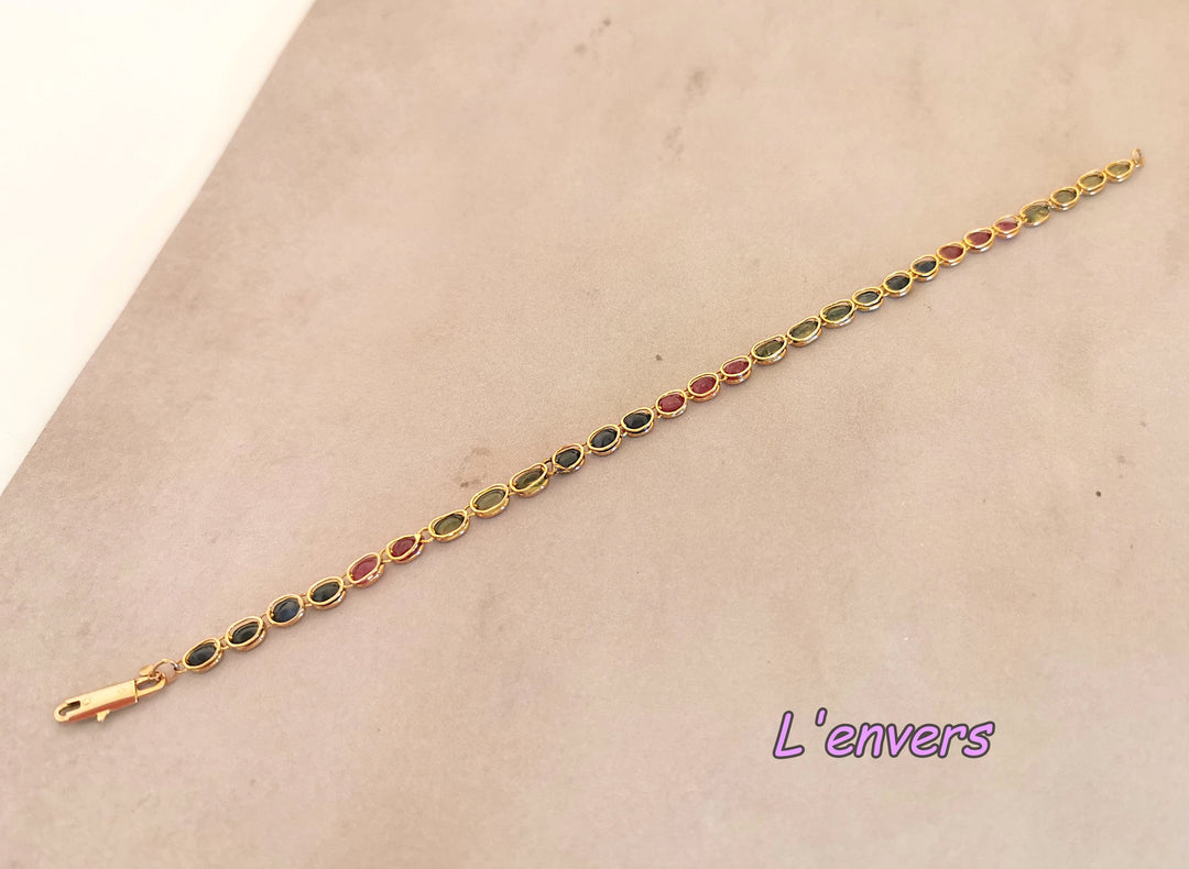 Lot Bagues + Bracelet Or 18 K / (750°/°°) / 18 carats ( Topaze + Citrine + Grenats + Pierres de couleur )