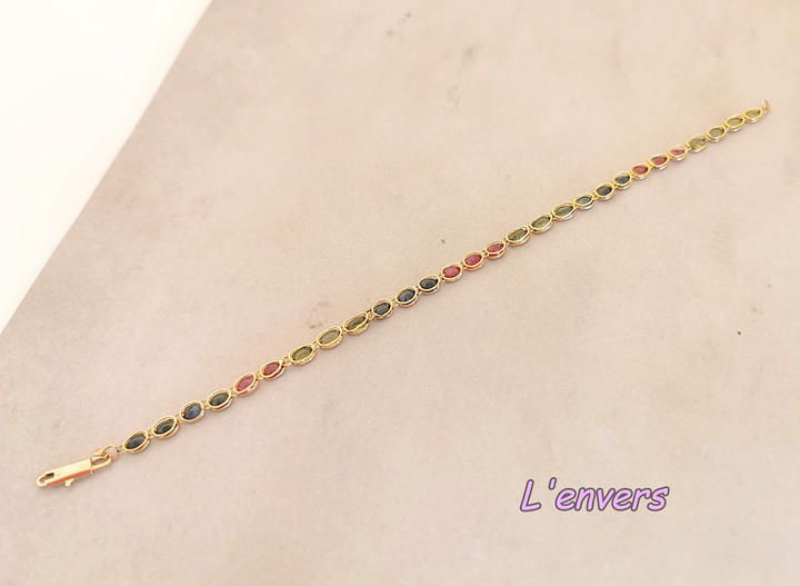 Bracelet Pierres de couleur / Or Jaune 18 K / 18 carats / (750°/°°)