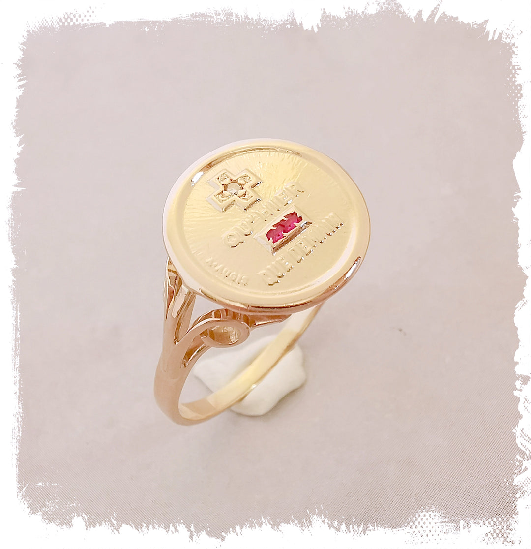 Bague AUGIS / Médaille d'amour / Or Jaune 18 K / 18 carats / (750°/°°)