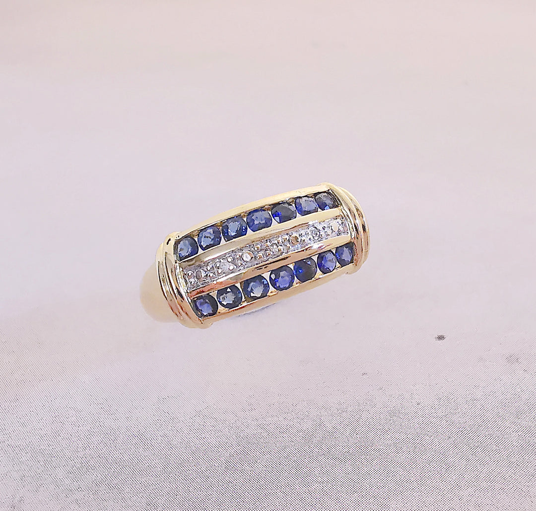 Bague Saphirs / Diamants / Or 18 K / (750°/°°) / 18 carats