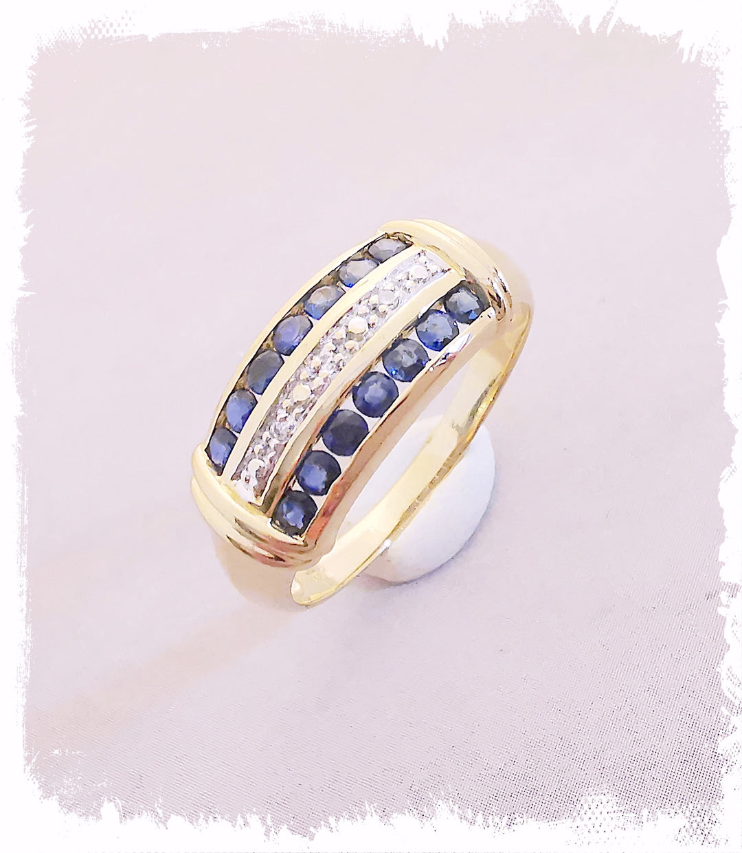 Bague Saphirs / Diamants / Or 18 K / (750°/°°) / 18 carats