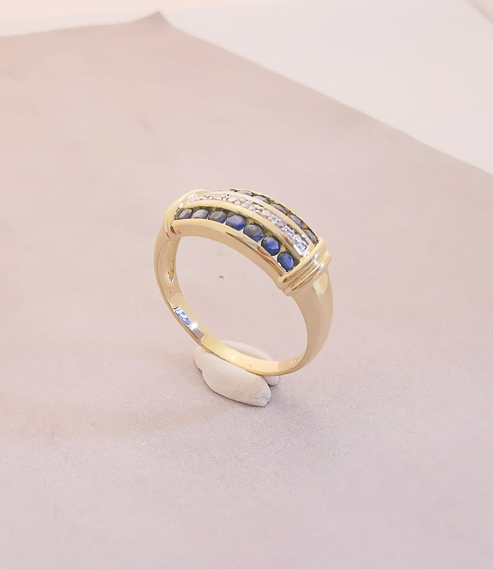 Bague Saphirs / Diamants / Or 18 K / (750°/°°) / 18 carats