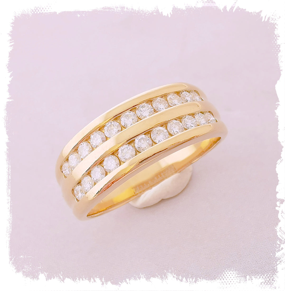 Bague Jonc Diamants 0,55 ct / Or Jaune 18 K / (750°/°°) / 18 carats