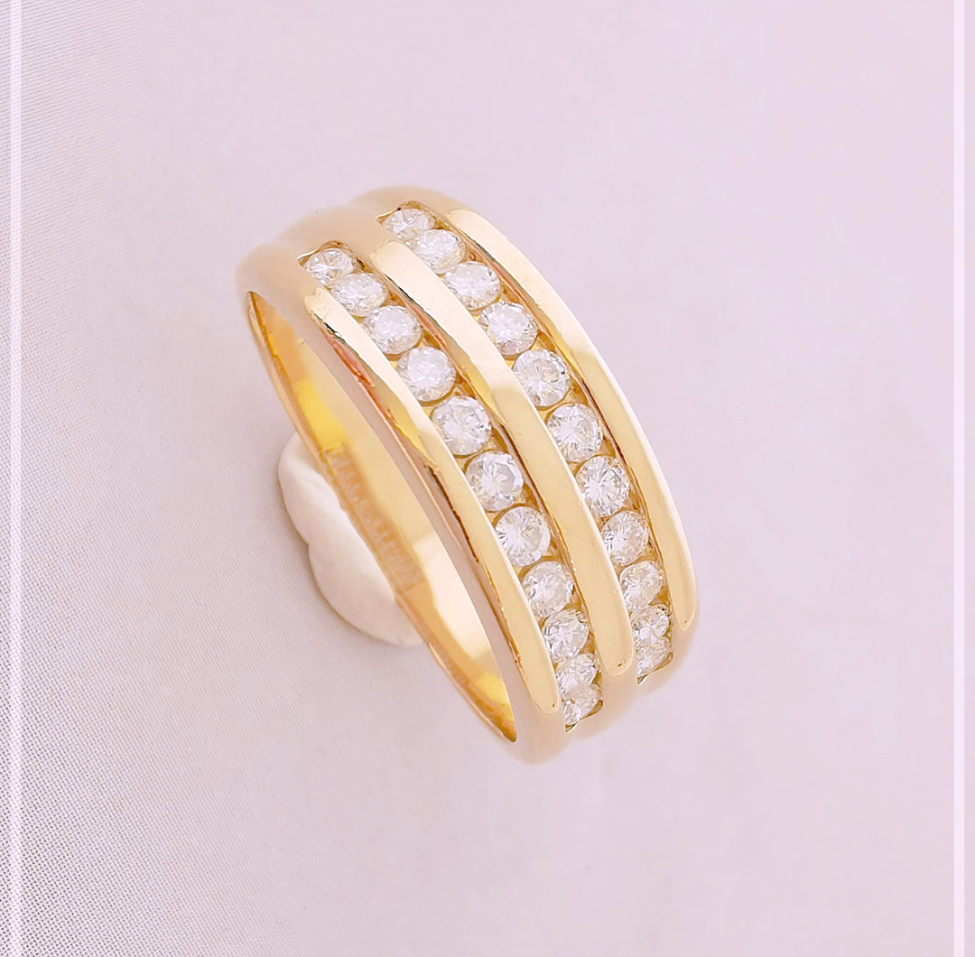 Bague Jonc Diamants 0,55 ct / Or Jaune 18 K / (750°/°°) / 18 carats