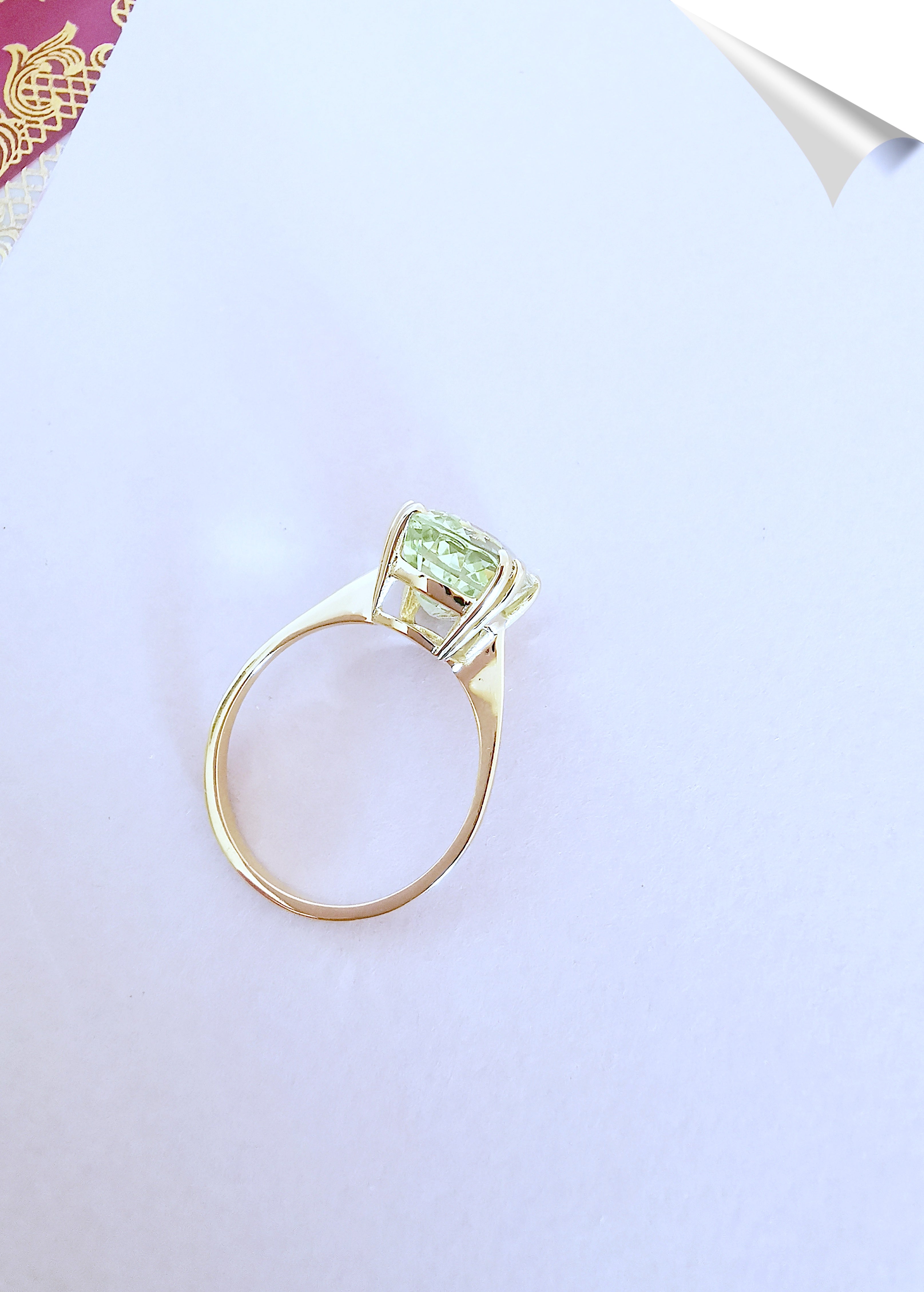 Bague NEUVE B ryl vert en Solitaire Or Jaune 18 K 750