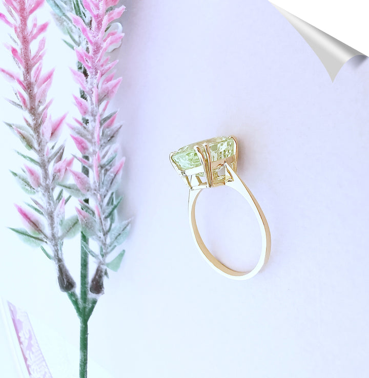 Bague NEUVE Béryl vert en Solitaire / Or Jaune 18 K / (750°/°°) / 18 carats