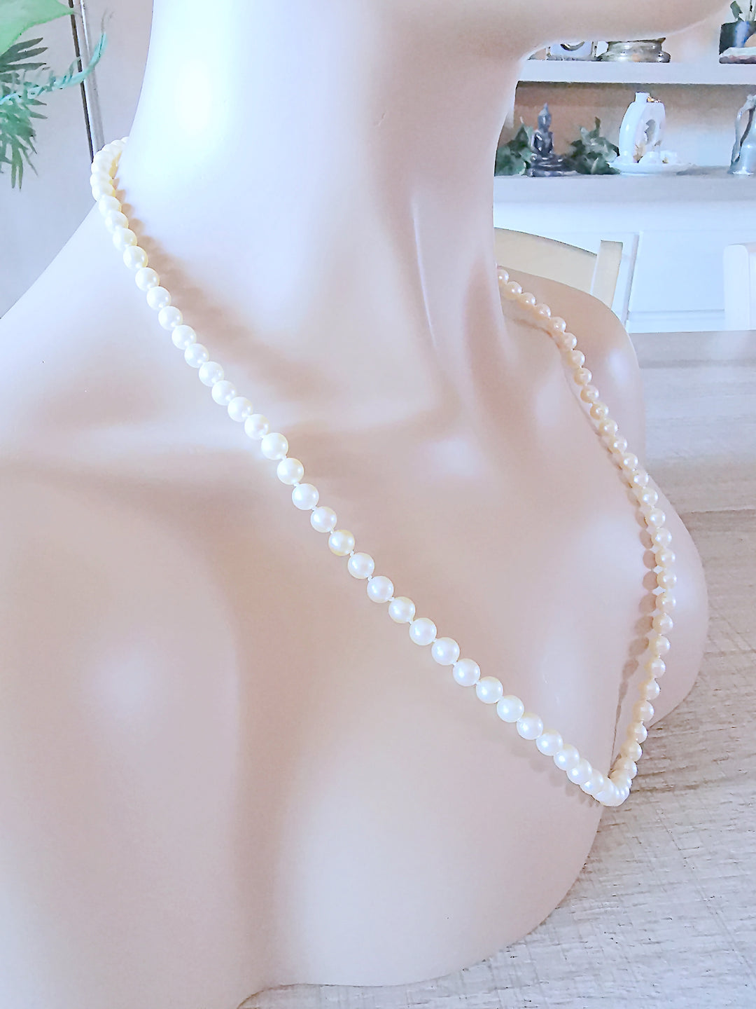 Collier Perles de culture Choker Ø 6,75 mm / Fermoir et chaîne Or 18 K / 18 carats / (750°/°°)