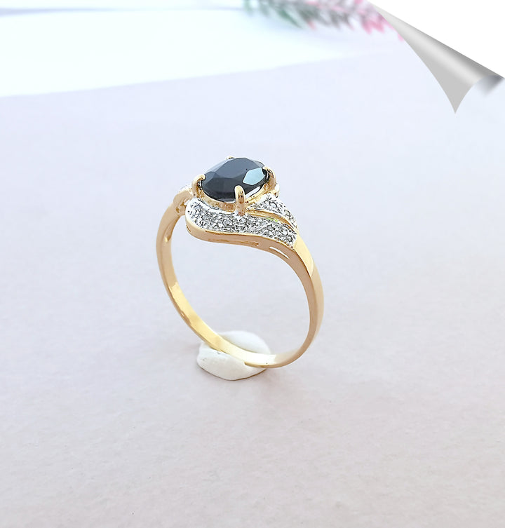 Bague Saphir Diamants Or 18 K (750°/°°) 18 carats