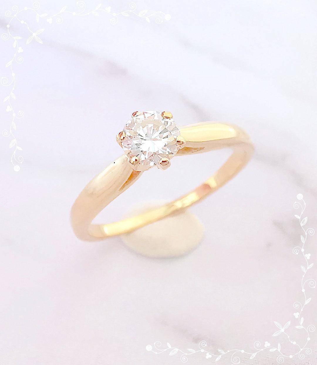 Bague solitaire / Diamant 0,25 ct / Or Jaune 18 K / (750°/°°) / 18 carats