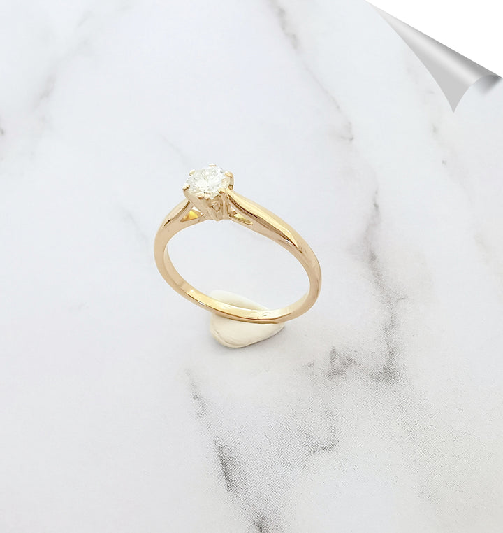 Bague solitaire / Diamant 0,25 ct / Or Jaune 18 K / (750°/°°) / 18 carats