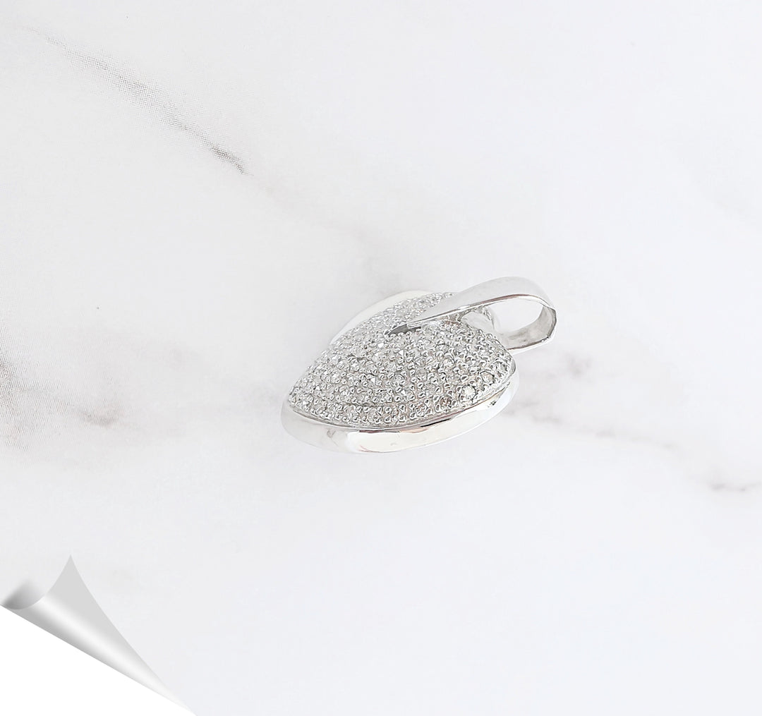 Pendentif Coeur / Diamants 1 carat / Monture Or Blanc 18 K / (750°/°°) / 18 carats
