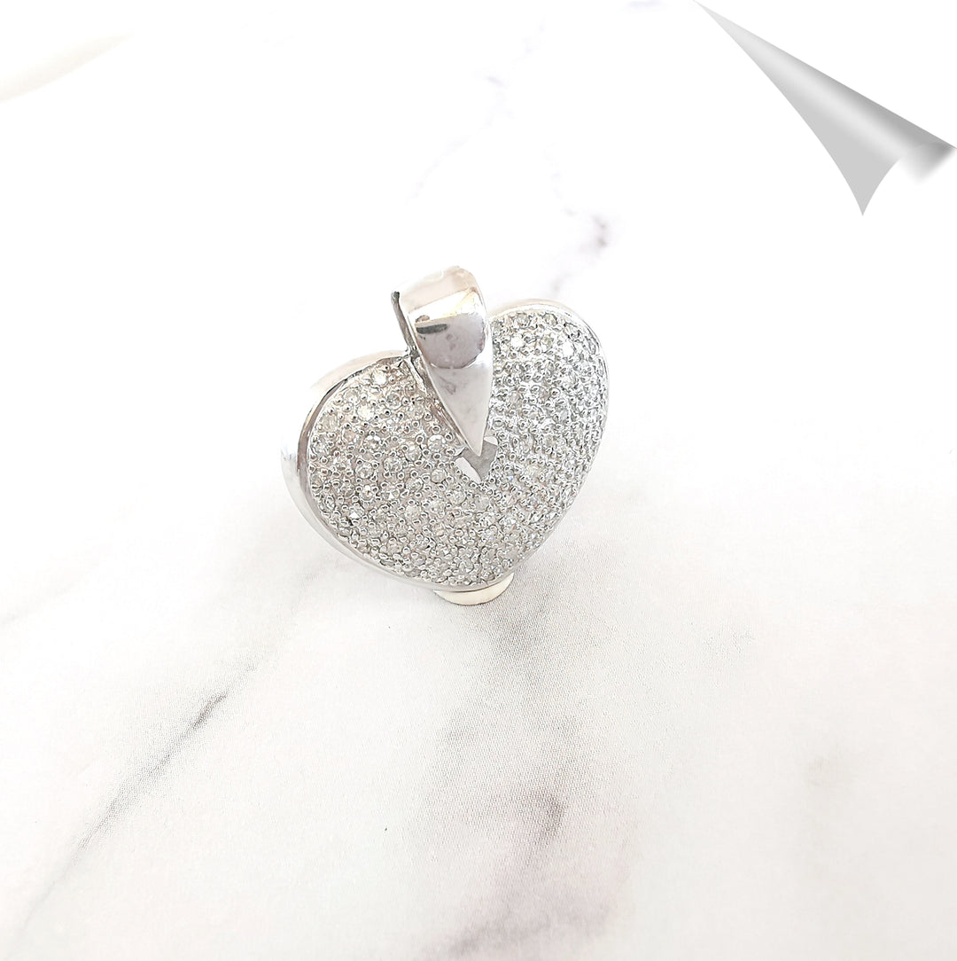 Pendentif Coeur / Diamants 1 carat / Monture Or Blanc 18 K / (750°/°°) / 18 carats