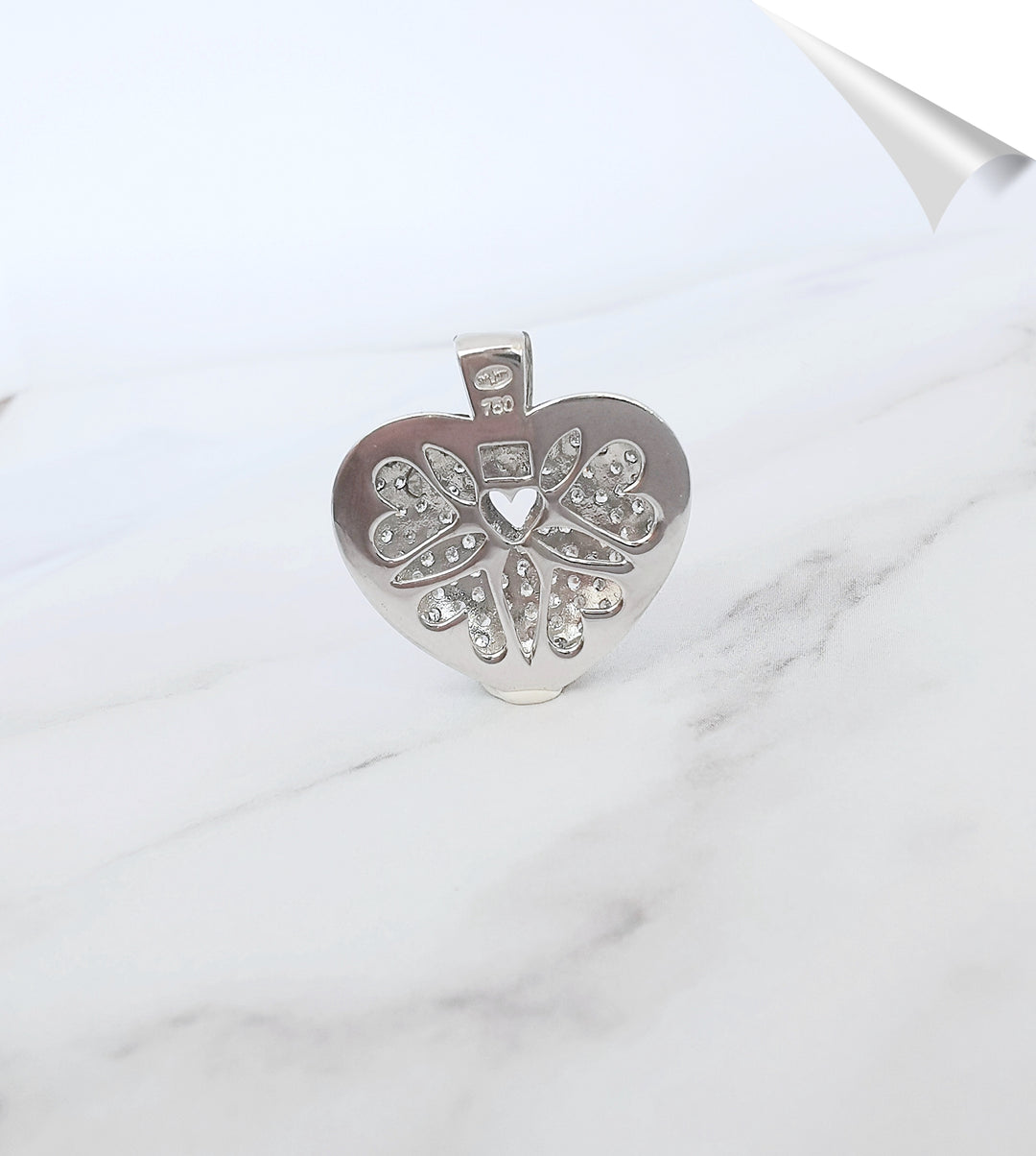 Pendentif Coeur / Diamants 1 carat / Monture Or Blanc 18 K / (750°/°°) / 18 carats