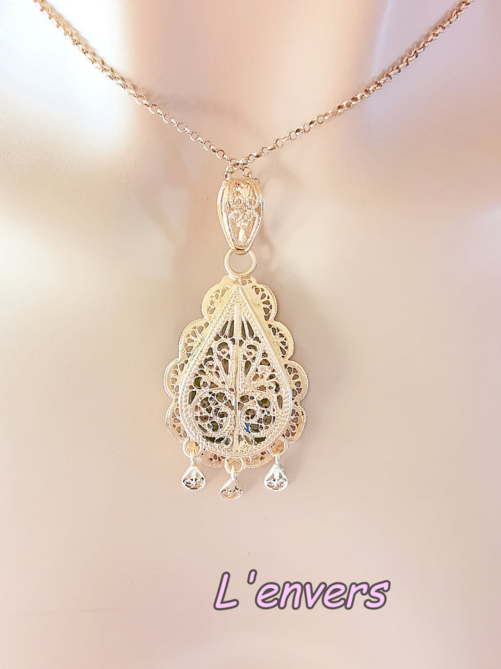 Pendentif Oriental Meskia filigranée pampilles / Or Jaune 18 K / (750°/°°) / 18 carats