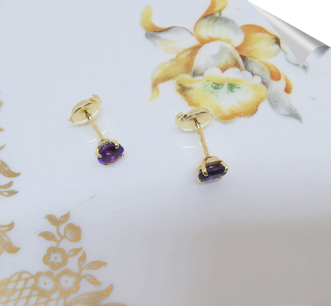 bijou femme_puces_Or_Jaune_18K_et_Amethystes_facettees