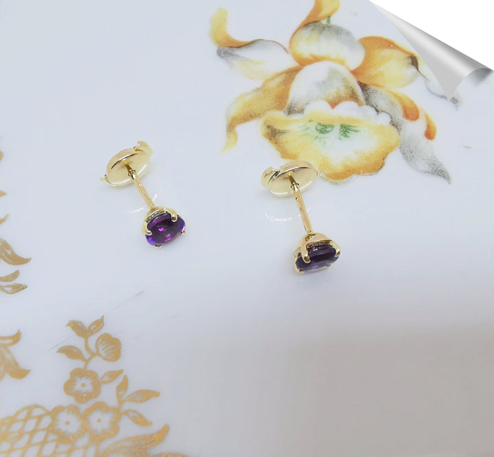 bijou femme_puces_Or_Jaune_18K_et_Amethystes_facettees