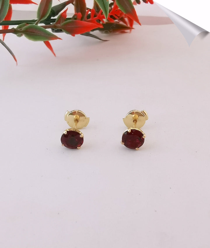 photo de la pierre bijou occasion boucles d'oreilles grenat or jaune 18 carats