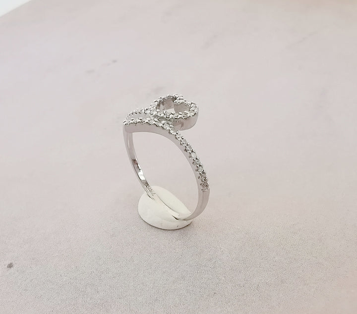 photo en biais joaillerie de seconde main Coeur Diamants Or Blanc 18K  